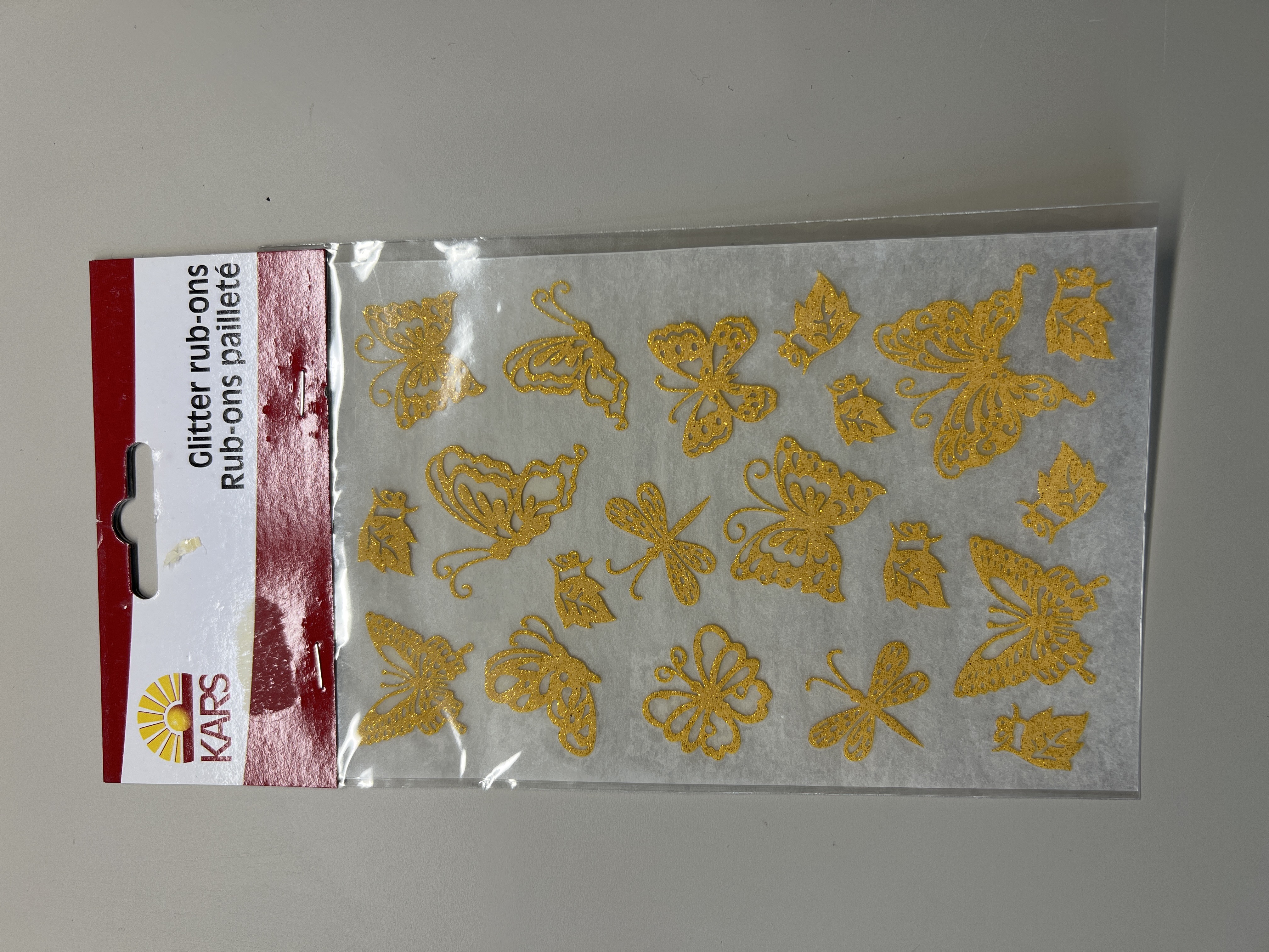 Stickers autocollants décoratifs Glitter RubOn Or Papillon - Décoration Créative pour Loisirs Créatifs et Cartes