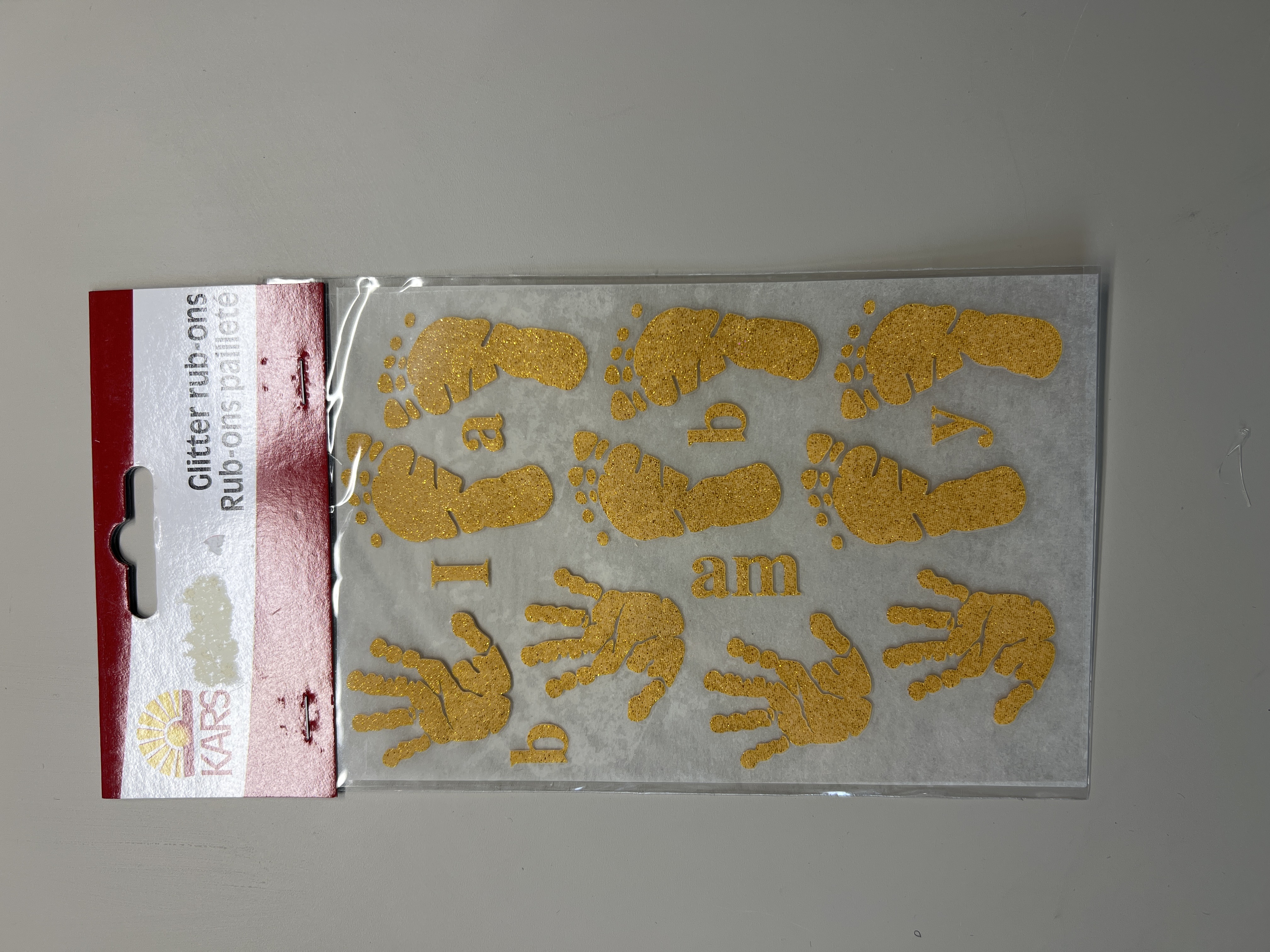 stickers autocollants décoratifs Glitter RubOn Set BB OR - Transferts dorés pour décoration bébé et loisirs créatifs