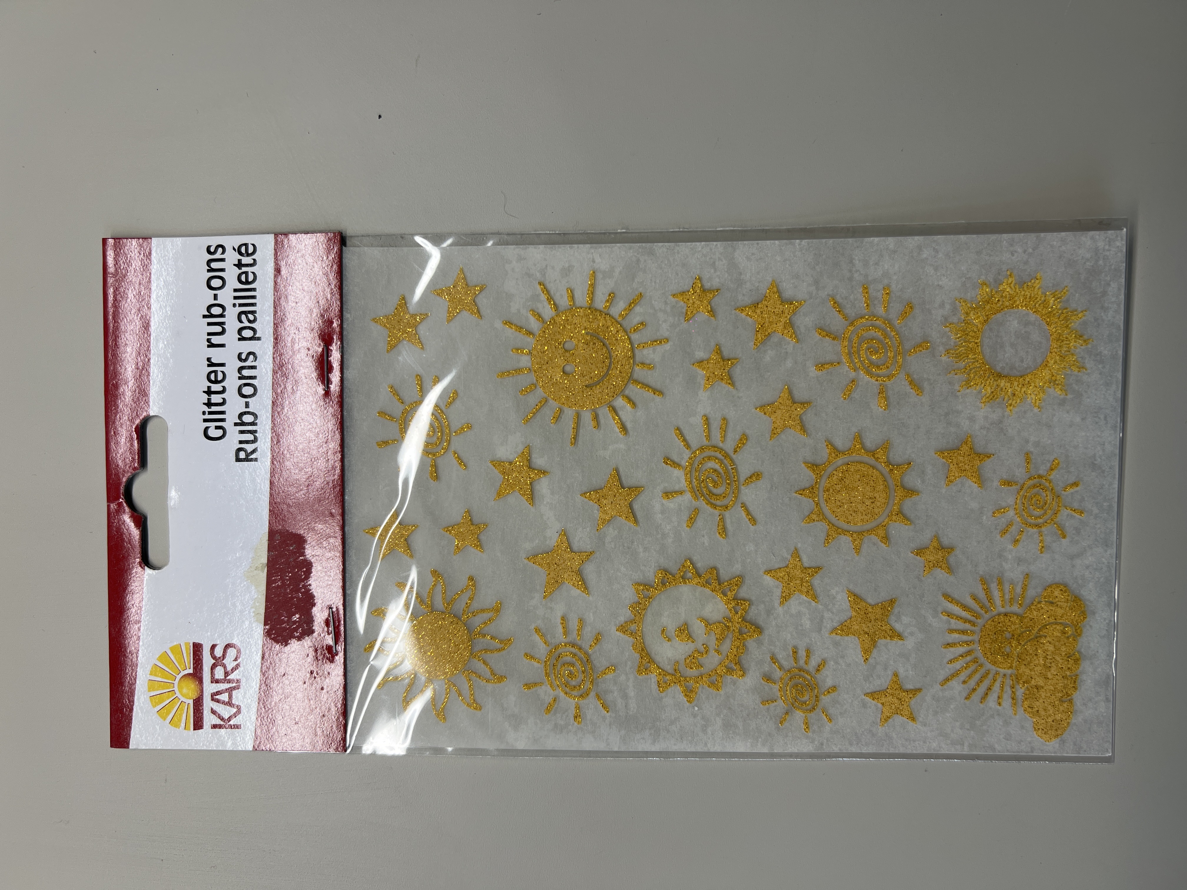 Autocollants stickers Glitter RubOn Set Or Soleil - Motifs Solaires Dorés pour Décoration