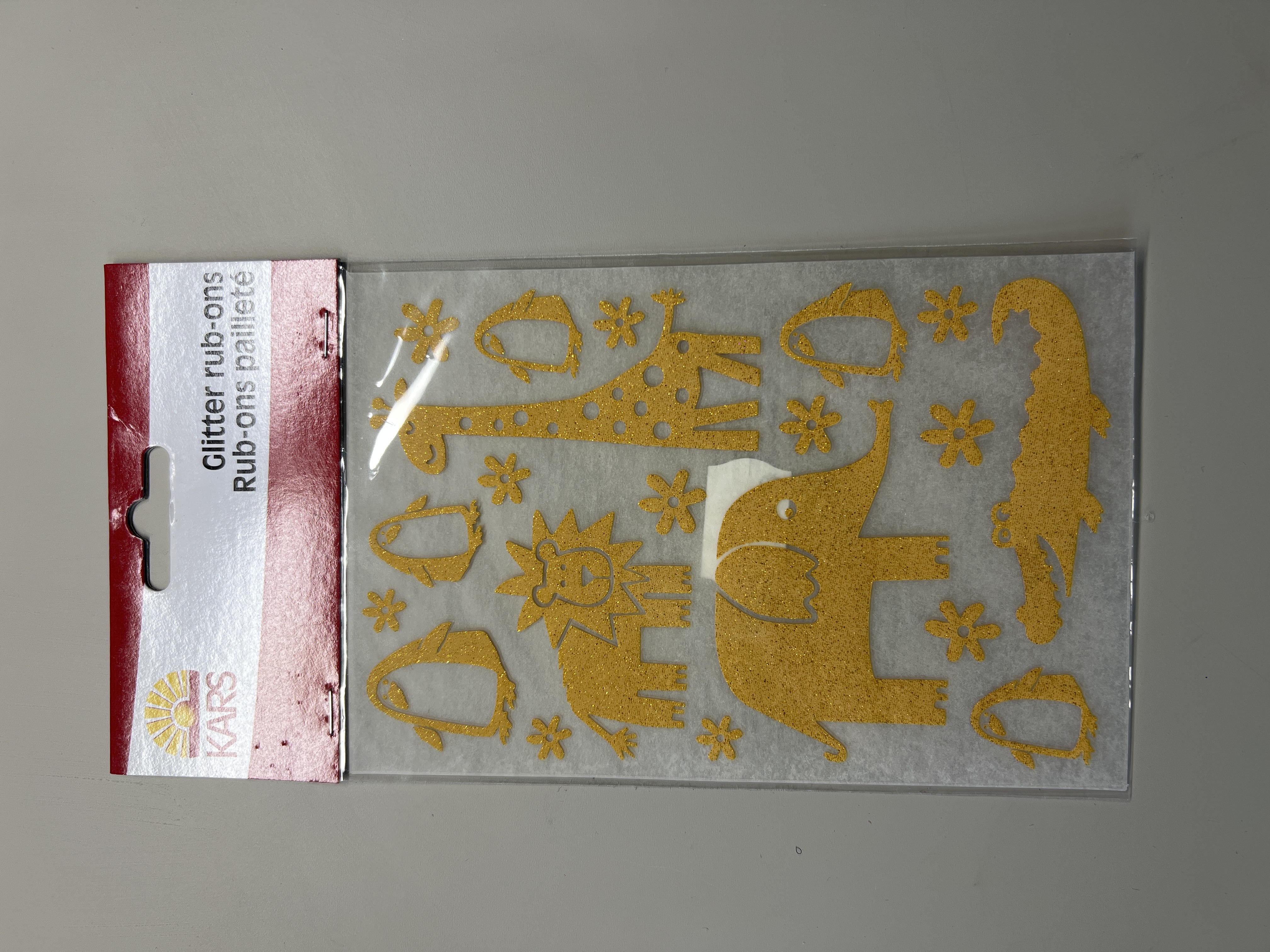 Autocollants stikers Glitter RubOn Set Safari - Transferts dorés safari pour loisirs créatifs et décoration