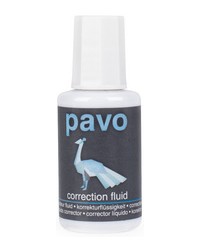 Correcteur liquide Pavo 8000890 - 20 ml blanc avec pinceau pour correction écriture scolaire et bureau