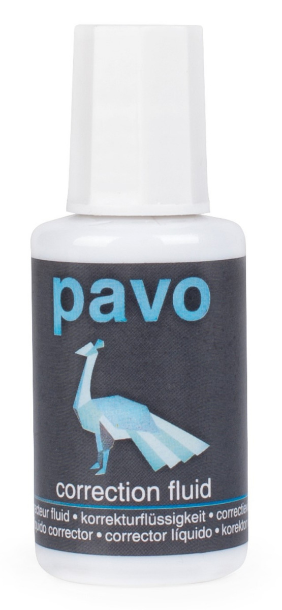 Correcteur liquide Pavo 8000890 - 20 ml blanc avec pinceau pour correction écriture scolaire et bureau