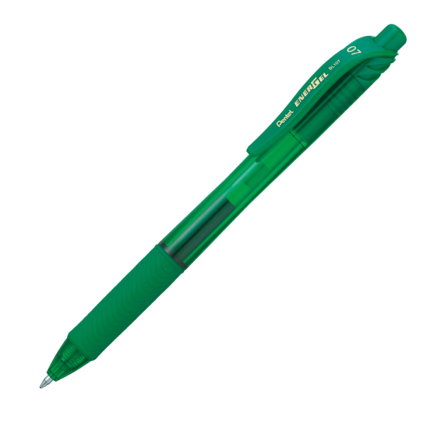 Stylo roller à gel Pentel EnerGel-X BL107 - Encre verte, pointe moyenne 0.7mm pour écriture fluide