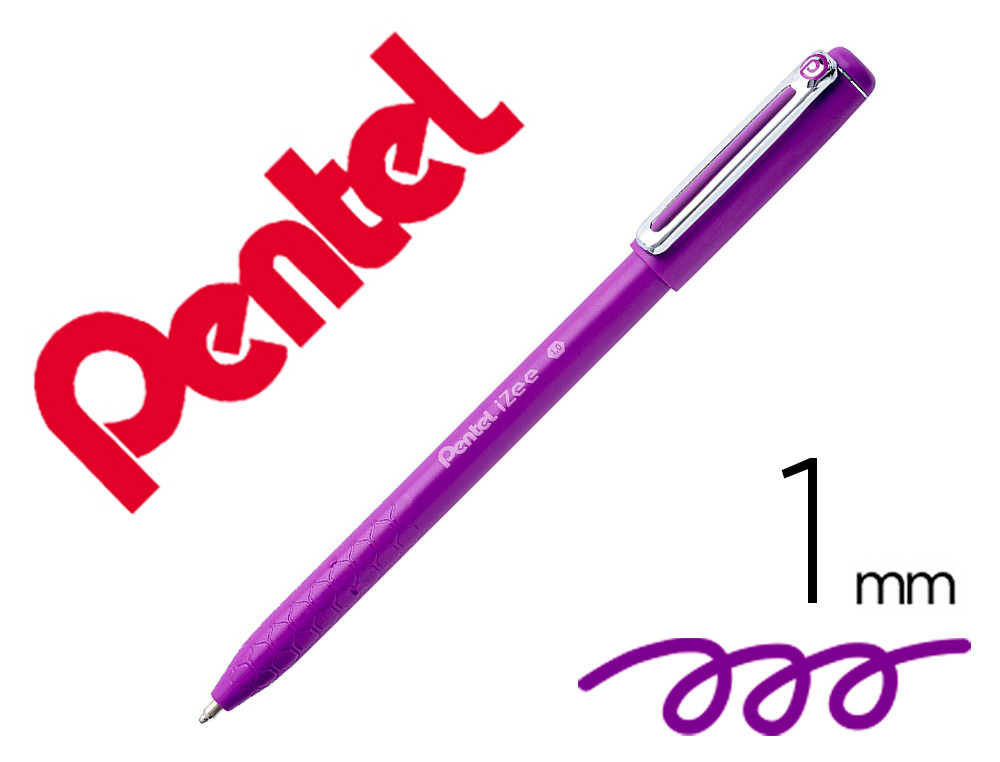Stylo-bille Pentel Izee - Pointe moyenne 1 mm - Encre faible viscosité rechargeable violet pour écriture scolaire et bureau
