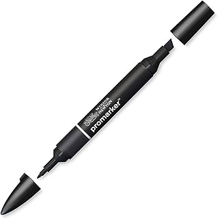 Marqueur Winsor & Newton Promarker 00XB Noir - Double Pointe, Encre à Base d'Alcool pour Artistes et Designers