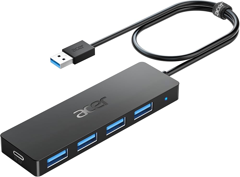 Hub USB ACER avec 4 ports USB 3.0 - Adaptateur multiport USB 3.0 pour ordinateur et périphériques
