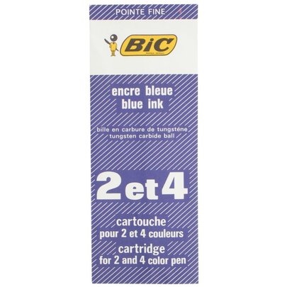 Recharge de stylo BIC 2-4 couleurs - Pointe fine bleu pour écriture précise et dessin