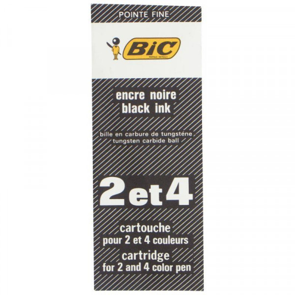 Recharge de stylo BIC 2-4 couleurs - Pointe fine noire pour écriture précise et dessin