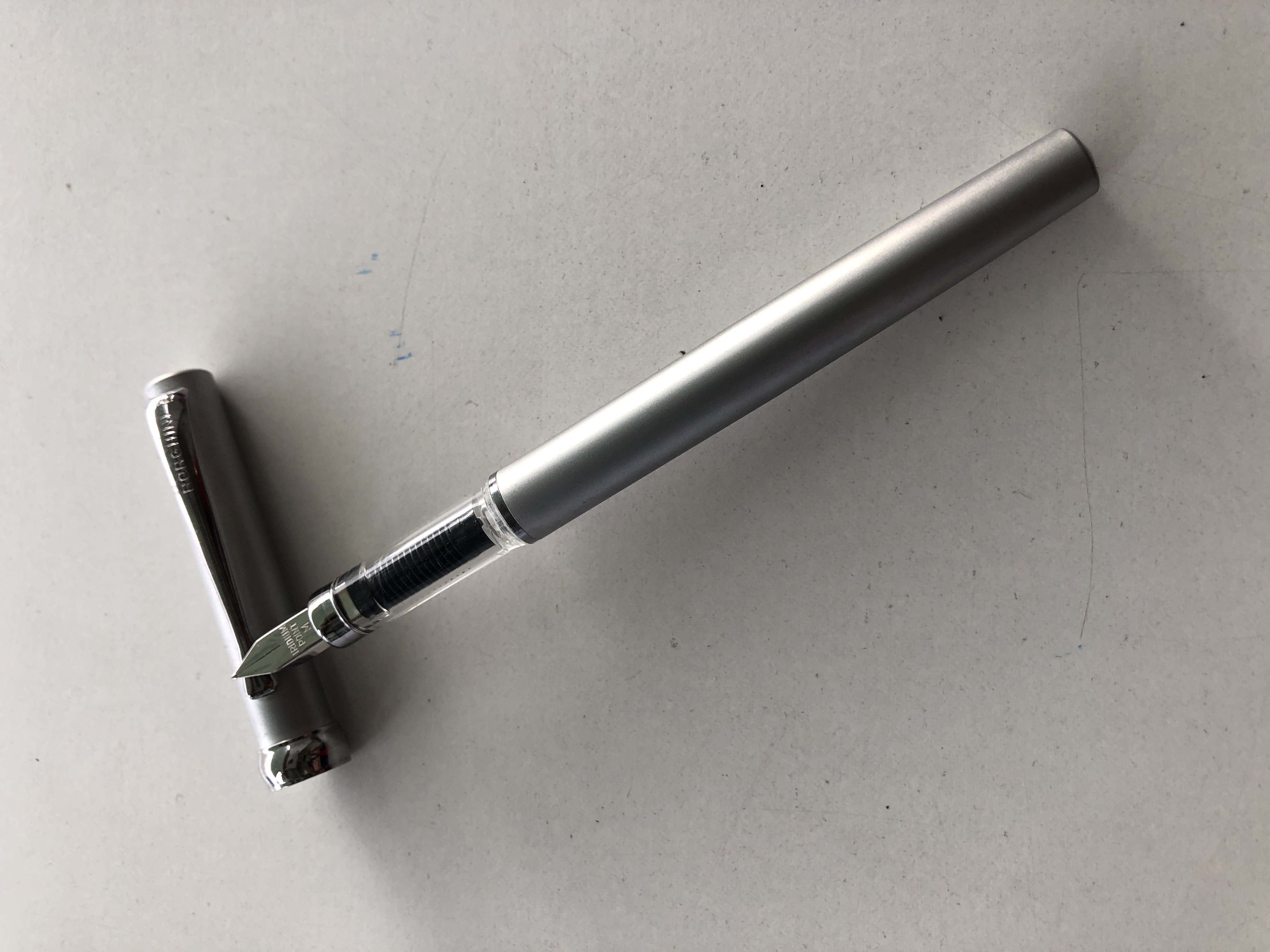 Stylo Plume Mini Oberthur Borghini Acier - Plume Fine Rechargeable Corps Métallique pour Écriture Précise