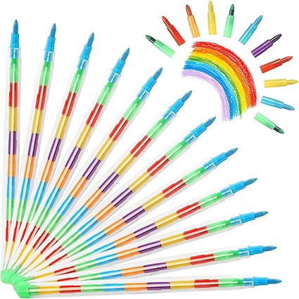 Crayons de Cire Empilables Vicloon - 11 Couleurs Créativité Colorée Fournitures Scolaires Cadeaux