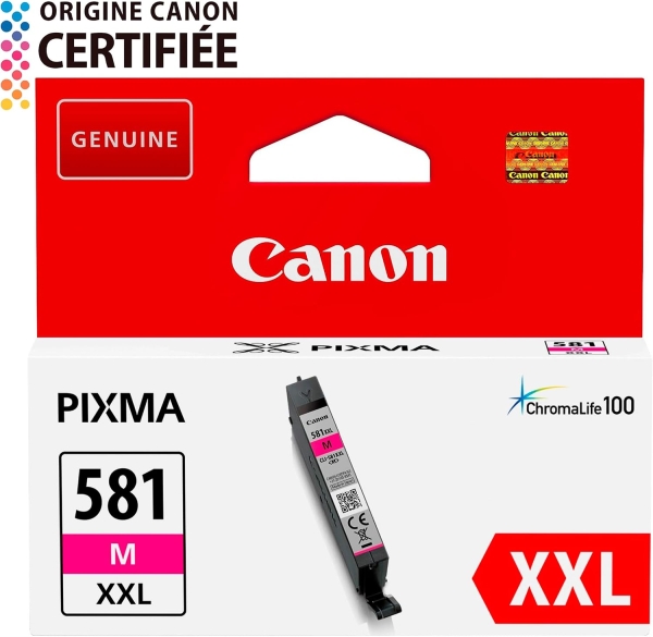 Cartouche d'encre Canon CLI-581XXL - Magenta haute capacité pour imprimante jet d'encre, rendement 600 pages