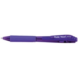 Stylo bille rétractable Pentel WOW 1mm Violet - Écriture fluide pour bureau et école