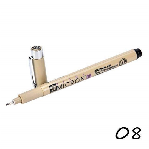 Feutre Pigma Micron Sakura 08 Noir - Pointe calibrée 0,5 mm pour dessin et écriture précise