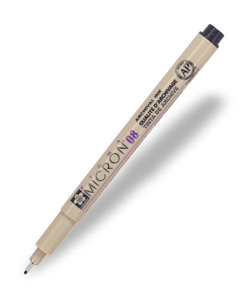 Feutre Pigma Micron Sakura 08 Noir - Pointe calibrée 0,5 mm pour dessin et écriture précise