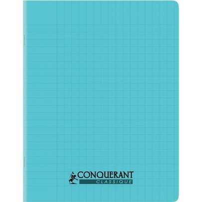 Cahier Conquerant 17 x 22 cm - 32 pages double ligne 3 mm - Bleu pour école