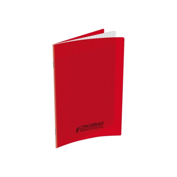 Cahier Conquérant Classique - Polypro 17 x 22 cm 48 pages grands carreaux Seyes rouge pour école
