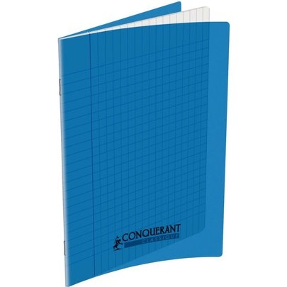 Cahier Classique Conquérant 41436 - Piqûre Polypropylène Rigide Transparente Papier Bleu pour Écriture
