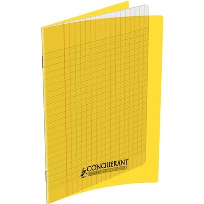 Cahier Classique Conquérant 41437 - Piqûre A5+ Couverture Polypropylène Rigide Transparente Papier Jaune
