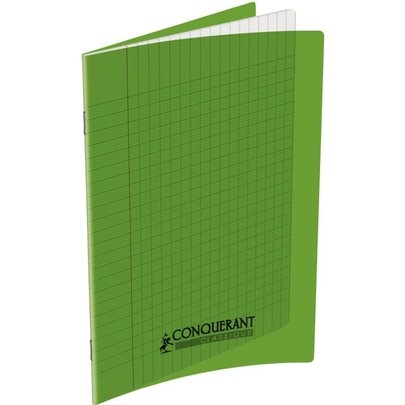 Cahier Classique Conquérant 41455 - Piqûre Polypropylène Rigide Transparente Papier Vert - Usage scolaire et bureau