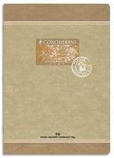 Cahier sept piqûre Conquérant 28806 - Papier recyclé encre offset végétale A4+ 96 Pages 70 g séyès 240 x 320 mm pour école