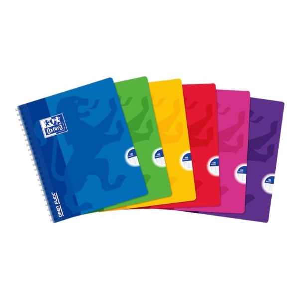 Oxford Openflex - Cahier polypro à spirale 17 x 22 cm - 100 pages grands carreaux Séyès