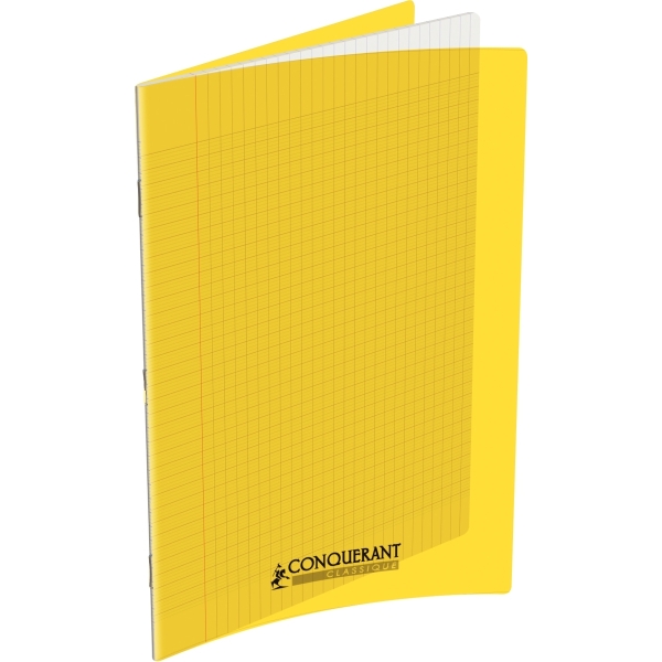 Cahier CONQUERANT CLASSIQUE 240 x 320 mm - 48 pages Seyès, couverture polypro jaune pour école et bureau