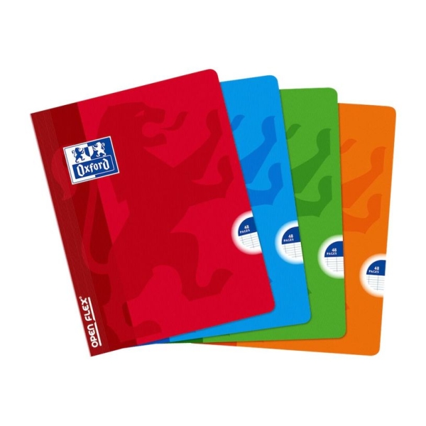 Oxford Openflex - Cahier polypro 17 x 22 cm - 48 pages grands carreaux Séyès - Couleurs variées