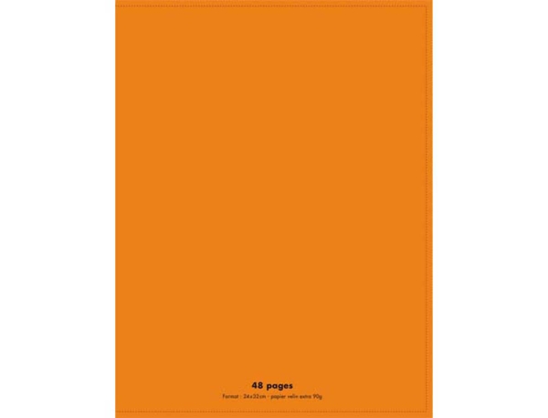 Cahier Classique Conquérant 24x32cm Grands Carreaux Seyès 48 Pages - Couverture Polypro Orange pour École