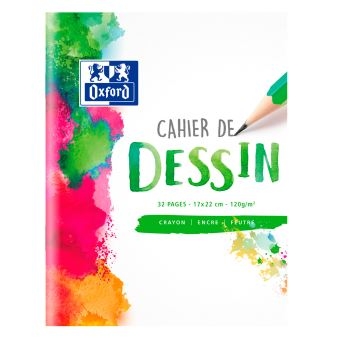 Cahier de dessin OXFORD SCHOOL - 32 pages 17x22cm Papier mat pour dessins artistiques