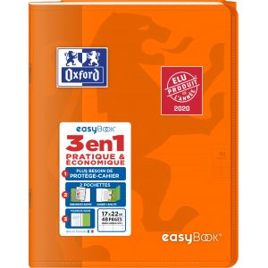 Cahier OXFORD EasyBook 17x22cm - Grands Carreaux Seyès 48 Pages Agrafées Couverture Polypro Assortie