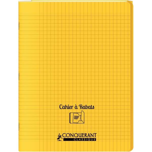 Cahier Piqûre 48 pages - Format 24x32 cm Seyès 90g - Couverture polypropylène jaune pour école et bureau