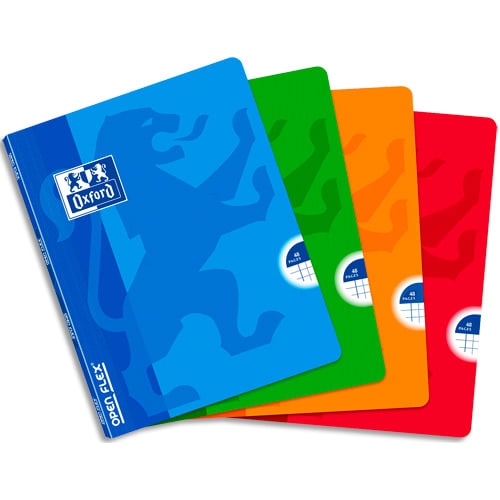 Cahier OXFORD OpenFlex - Polypro agrafé 17x22 cm 48 pages 90g quadrillé 5x5 pour école et bureau