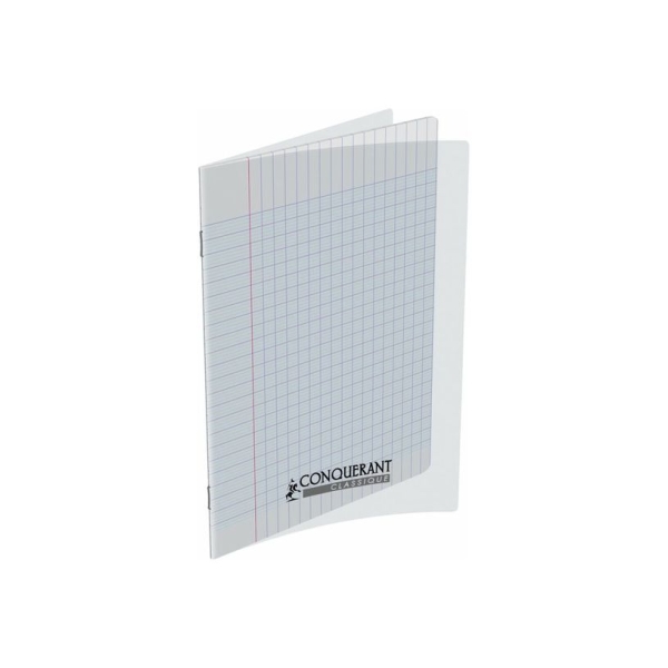 Cahier CONQUERANT 48 pages 24x32 cm Seyès avec couverture polypropylène incolore pour école et bureau