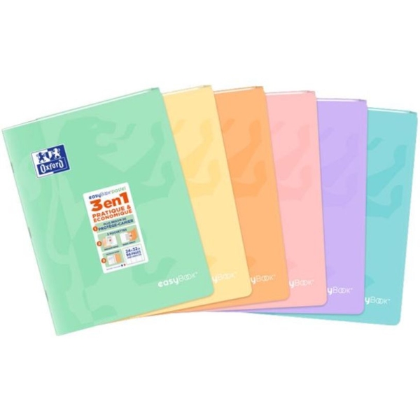 Cahier Oxford EasyBook Pastel - 24x32cm 96 Pages Grands Carreaux Polypro - Pour Écriture et Études