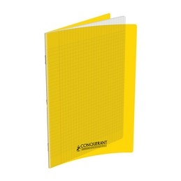 Cahier Conquerant 170 x 220 mm Séyès Polypro Jaune 96 pages Grands carreaux - Pour école ou bureau