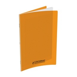 Cahier Conquerant 170 x 220 mm Séyès Polypro Orange - 96 pages Grands carreaux pour école bureau