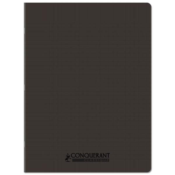 Cahier Conquérant Classique - polypro - 24 x 32 cm - 48 pages grands carreaux Seyes - noir pour école et bureau