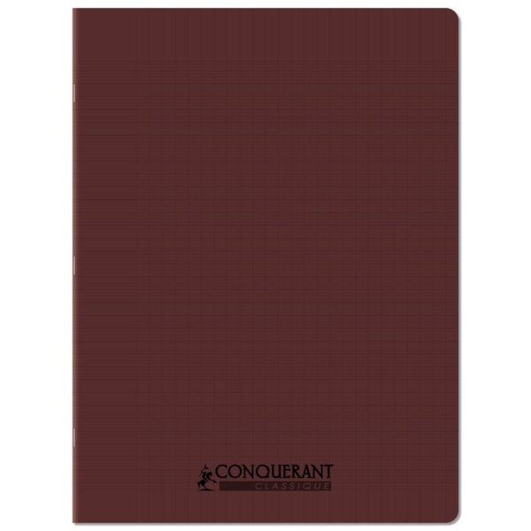 Cahier polypro Conquérant Classique - 24 x 32 cm - 96 pages - Grands Carreaux Seyès - Marron pour école et bureau