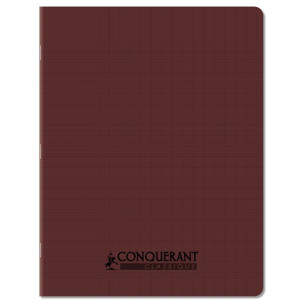 Cahier Conquérant Classique - Polypro 17x22 cm - 96 pages - Grands Carreaux Seyès - Marron pour école et bureau