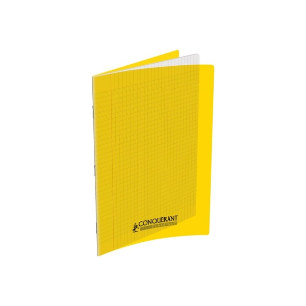 Cahier Conquerant A4 - 210 x 297 mm Séyès Jaune 96 pages Polypro Grands carreaux pour école