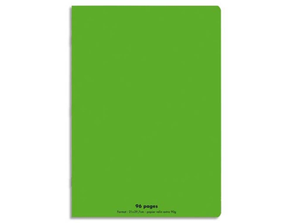Cahier Conquérant Classique A4 21x29,7 cm - 96 pages Séyès 90g Vert couverture polypropylène rigide transparente pour école et bureau