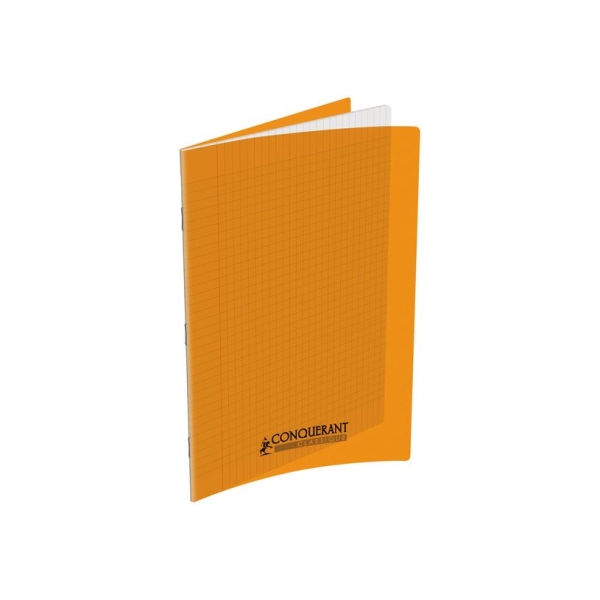 Cahier Conquerant A4 210 x 297 mm Séyès Orange - 96 pages Grands carreaux Couverture Polypro pour école