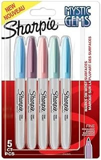 Lot de 5 marqueurs Sharpie Mystic Gems - Pointe fine, encre permanente, multi-surfaces, pour loisirs créatifs et bureau