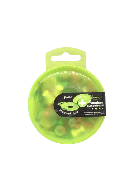 Punaises Ulmann - 50 Symboles Assortiment Couleurs Boîte Magnétique pour Bureau et École