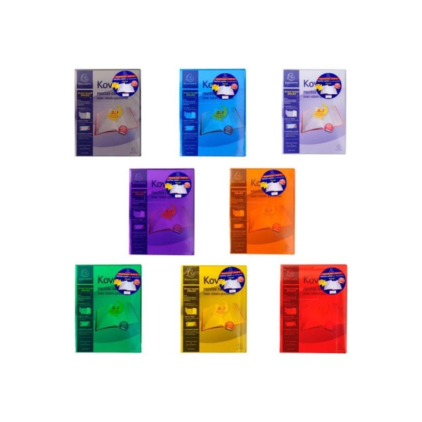 Exacompta Kover - Protège cahier avec rabats-pochettes - 24 x 32 cm - Couleurs translucides variées