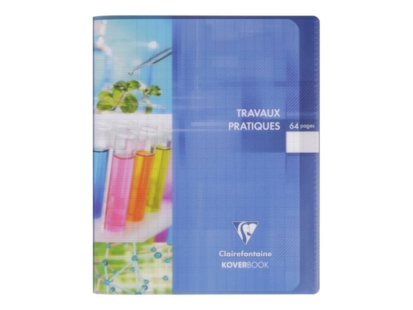 Cahier Travaux Pratiques Clairefontaine 950420C Koverbook - 17x22 cm 64 Pages Grands Carreaux 90 g Unies Blanches 125 g Polypro