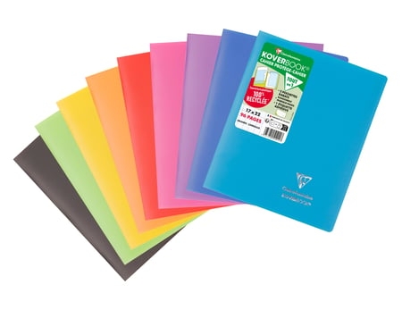 Cahier Agrafé Koverbook Clairefontaine 951611C - 17x22 cm 96 Pages Petits Carreaux Papier Blanc 90 g Couverture Polypro Recyclé