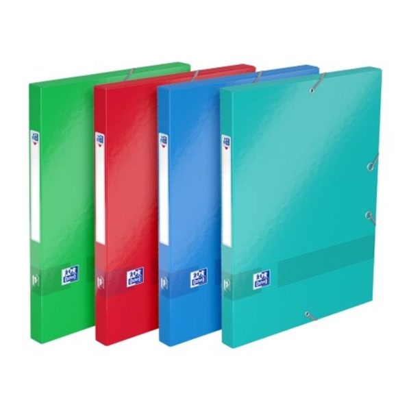 Boîte de Rangement Oxford Color Life 24x32cm - Dos 25mm avec Élastique, Couverture Pelliculée, Coloris Assortis, pour Organisation Bureau