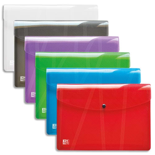 ELBA Chemise enveloppe Hawaï, en polypropylène 3/10e. Format A4. Coloris translucides assortis