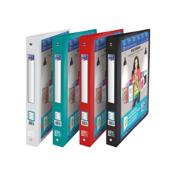 Classeur à anneaux personnalisable Oxford ELBA Polyvision - Dos 30 mm A4 pour 150 feuilles - Bureau, école, maison